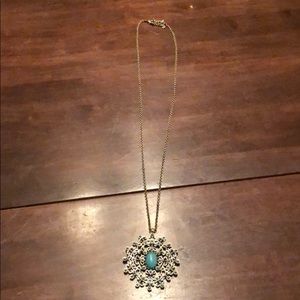 Lucky Brand Necklace - gold and turquoise
